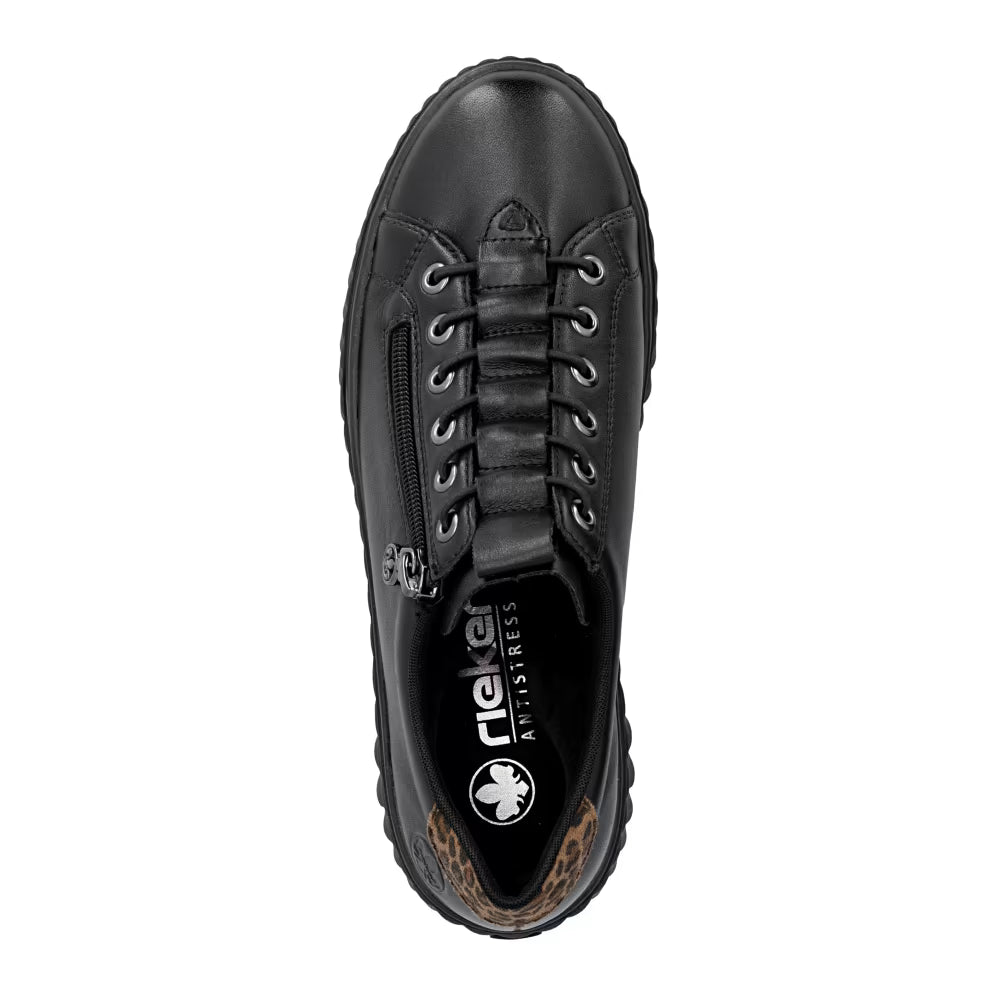Rieker N2555-01 Black & Leopard Print Sneakers