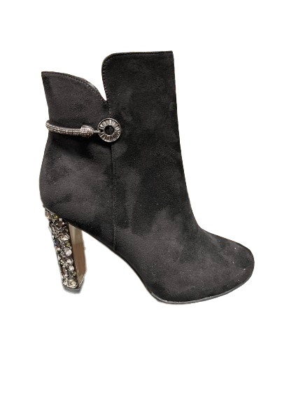 Redz N3016 Black Suede Glitter Heel Boots