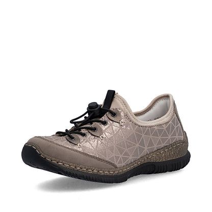 Rieker N3271-90 Beige & Bronze Combi Elastic Lace Shoes