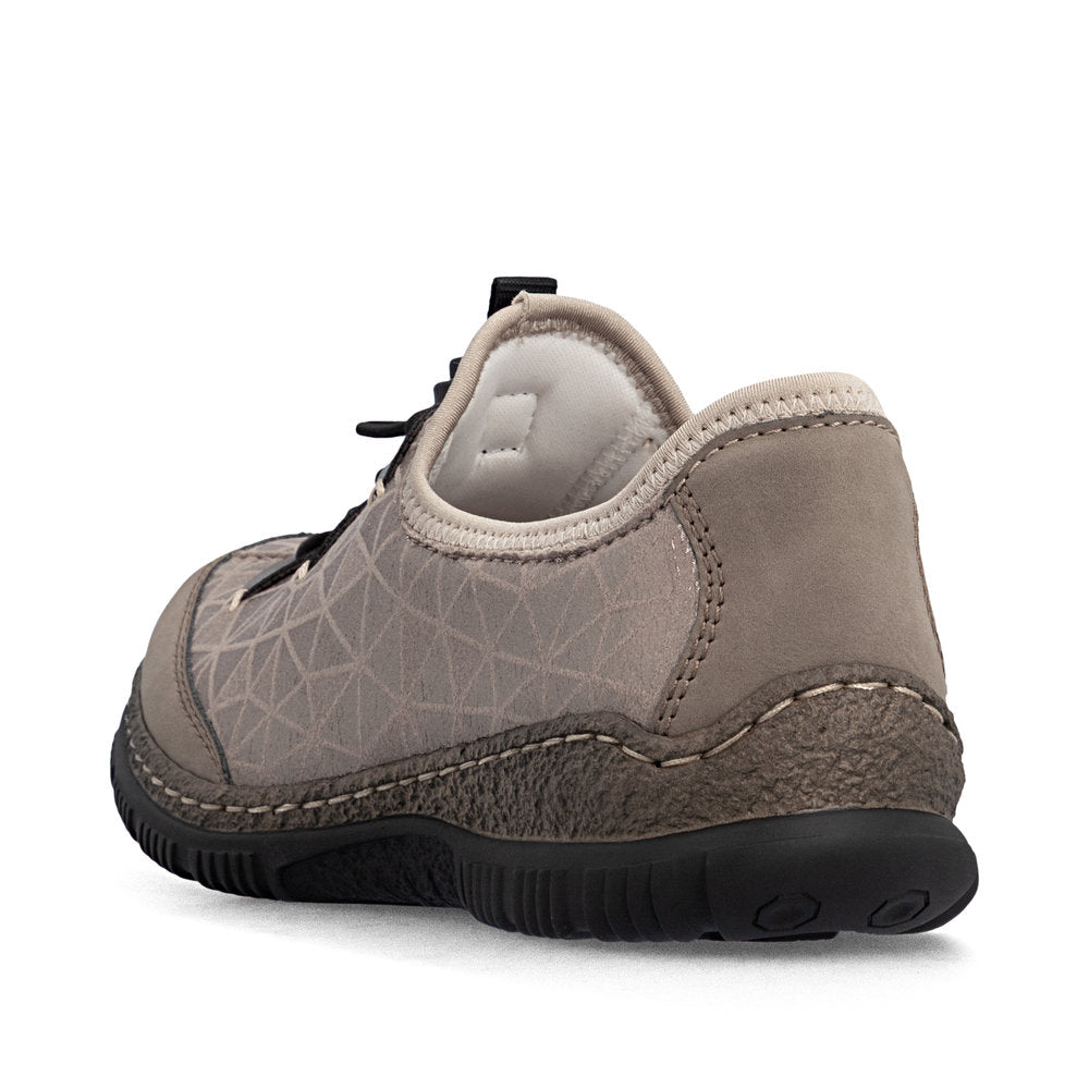 Rieker N3271-90 Beige & Bronze Combi Elastic Lace Shoes