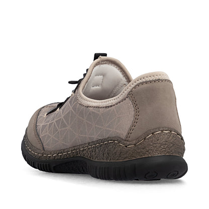Rieker N3271-90 Beige & Bronze Combi Elastic Lace Shoes