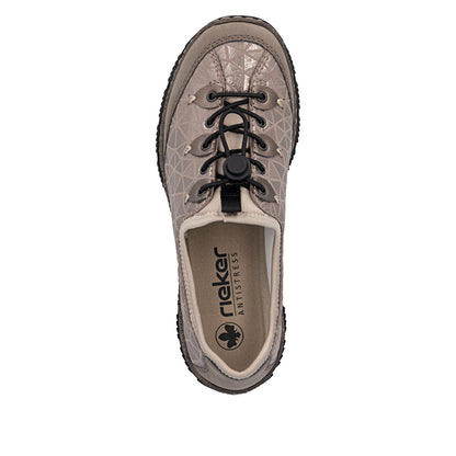 Rieker N3271-90 Beige & Bronze Combi Elastic Lace Shoes