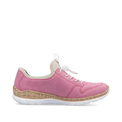 Rieker N42G0-31 Pink Elastic Lace Shoes