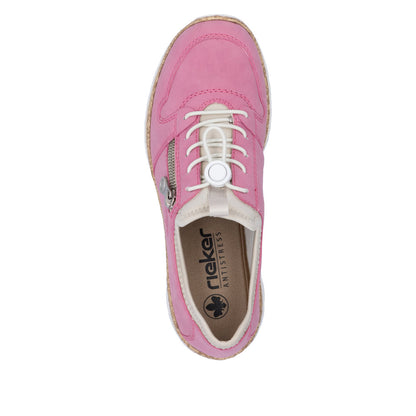 Rieker N42G0-31 Pink Elastic Lace Shoes