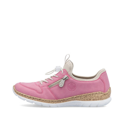 Rieker N42G0-31 Pink Elastic Lace Shoes