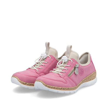 Rieker N42G0-31 Pink Elastic Lace Shoes