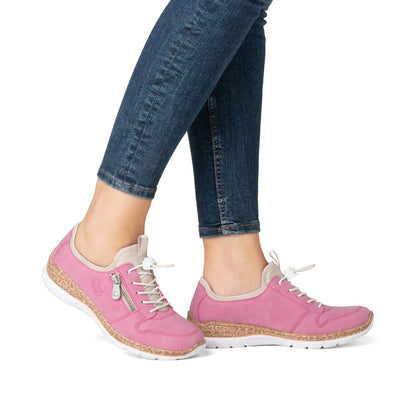 Rieker N42G0-31 Pink Elastic Lace Shoes