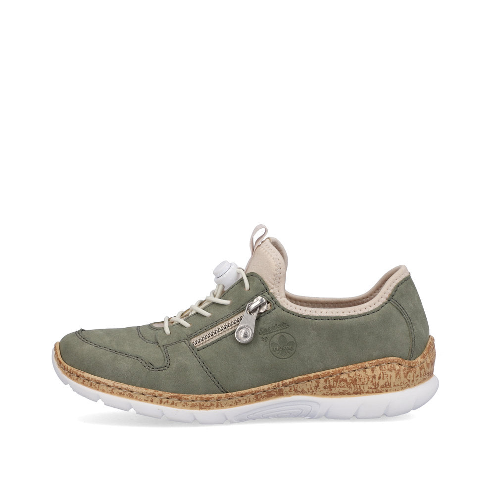 Rieker N42G0-52 Green Combi Sneakers with Elastic Lace