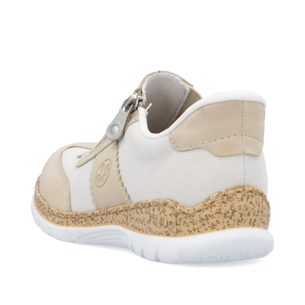 Rieker N42G5-60 Beige Mix Combi Shoes with Side Zip