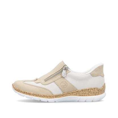 Rieker N42G5-60 Beige Mix Combi Shoes with Side Zip