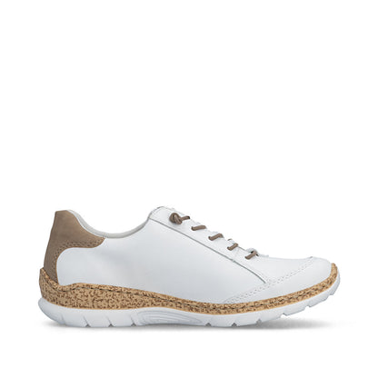 Rieker N42K5-80 White F 1/2 Fit Shoes with Elastic Lace