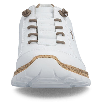 Rieker N42K5-80 White F 1/2 Fit Shoes with Elastic Lace