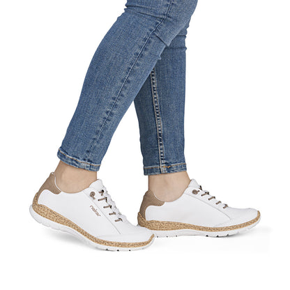 Rieker N42K5-80 White F 1/2 Fit Shoes with Elastic Lace