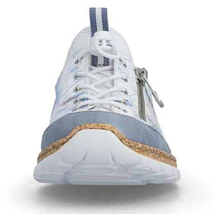 Rieker N42K6-90 Blue Multi White F 1/2 Fit Elastic Speed Lace Shoes