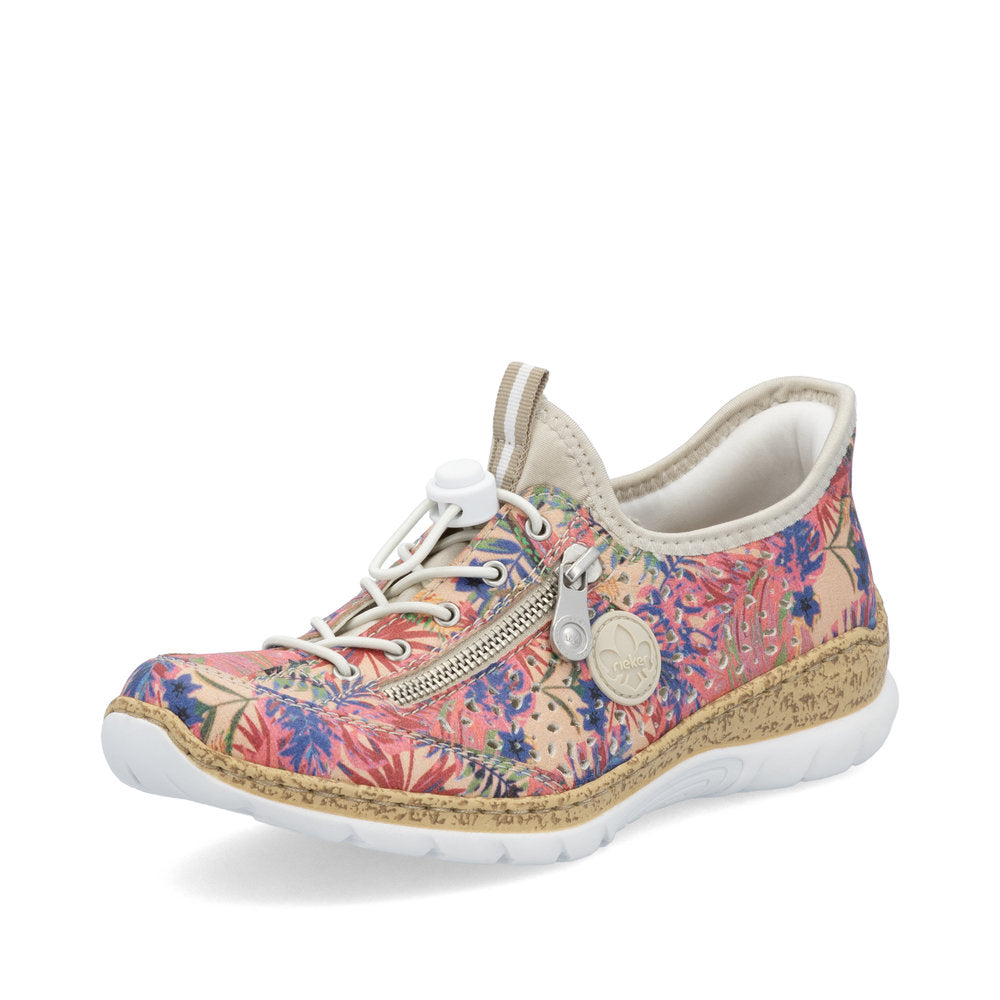 Rieker N42V3-90 Rosa Jungle Multi Elastic Lace Shoes