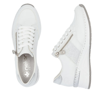Rieker N4322-80 White Combi Sneakers with Zip