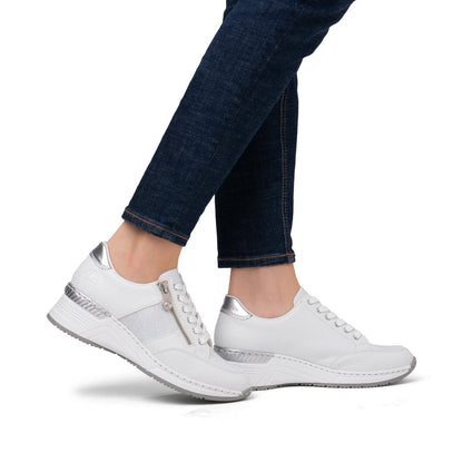 Rieker N4322-80 White Combi Sneakers with Zip