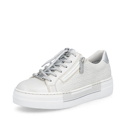 Rieker N4960-90 Pearl & Silver F Fit Trainers with Zip