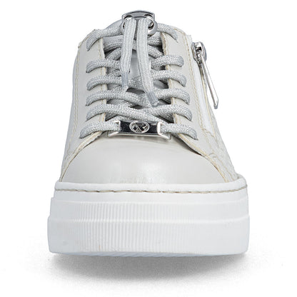 Rieker N4960-90 Pearl & Silver F Fit Trainers with Zip
