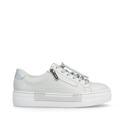 Rieker N4960-90 Pearl & Silver F Fit Trainers with Zip