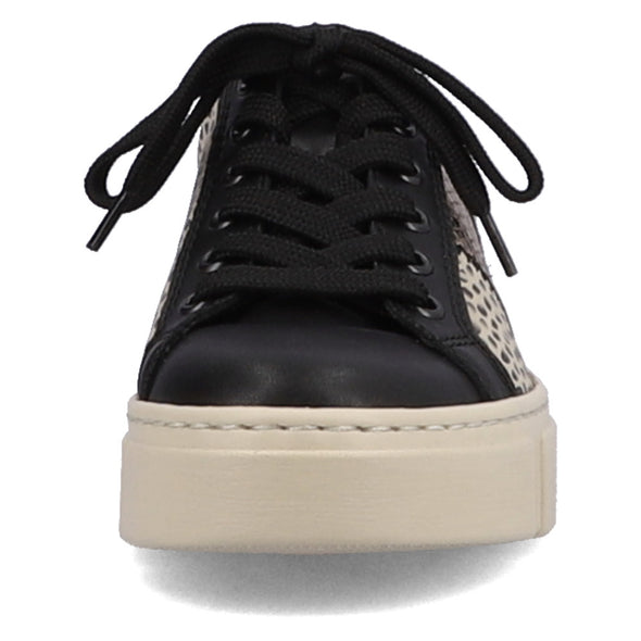 Rieker N5910-62 Black & Beige Leopard Lace Trainers