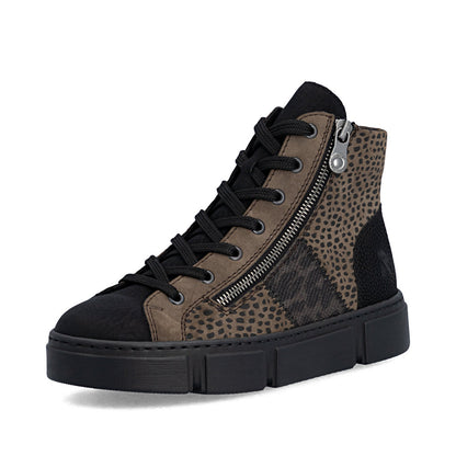 Rieker N5931-25 Black, Brown & Grey Combi Boots