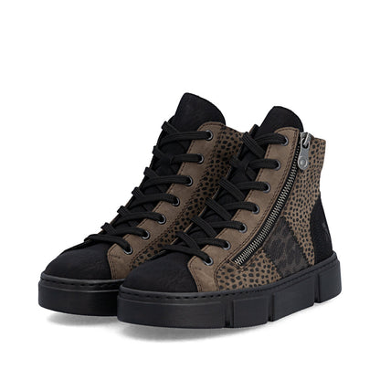 Rieker N5931-25 Black, Brown & Grey Combi Boots