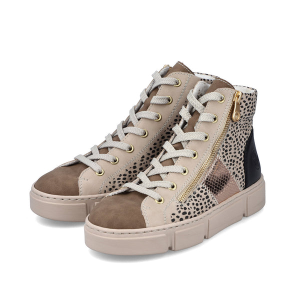 Rieker N5931-62 Beige & Black Combi Lace Boots