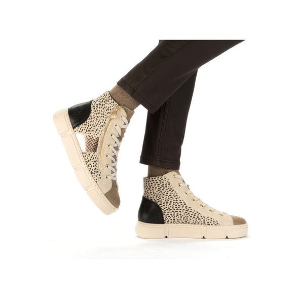 Rieker N5931-62 Beige & Black Combi Lace Boots