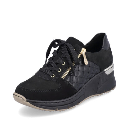 Rieker N6314-00 Black Mix Trainers with Zip