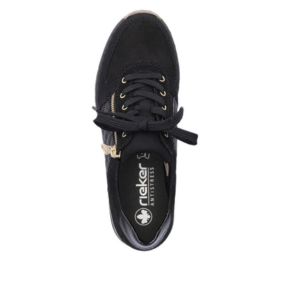 Rieker N6314-00 Black Mix Trainers with Zip