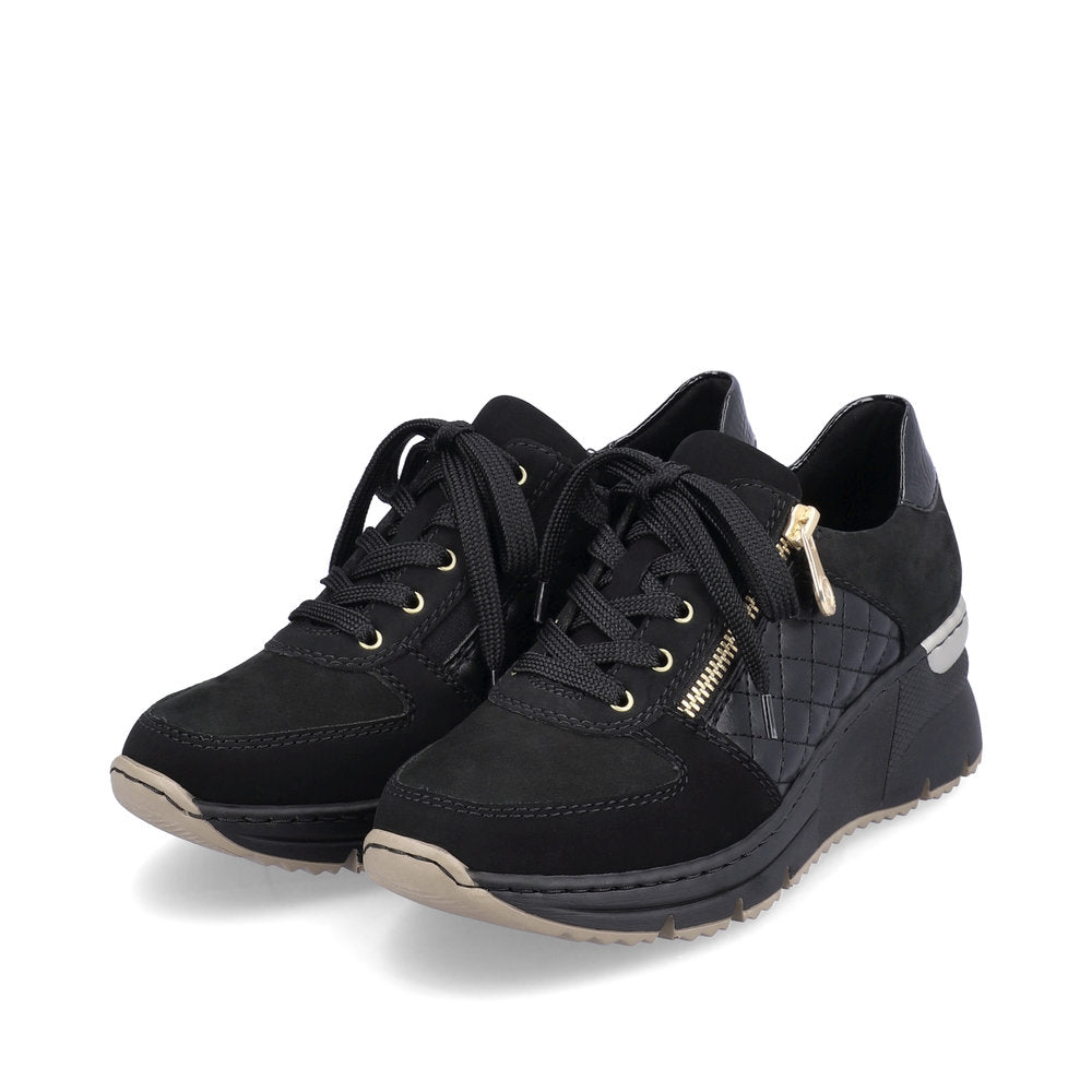 Rieker N6314-00 Black Mix Trainers with Zip