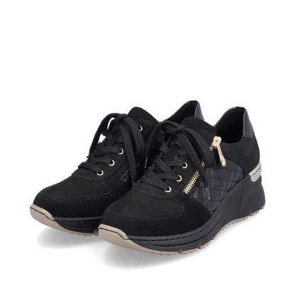 Rieker N6314-00 Black Mix Trainers with Zip