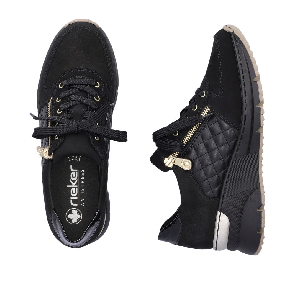 Rieker N6314-00 Black Mix Trainers with Zip