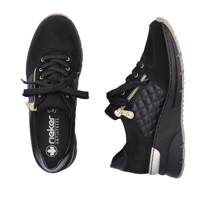 Rieker N6314-00 Black Mix Trainers with Zip