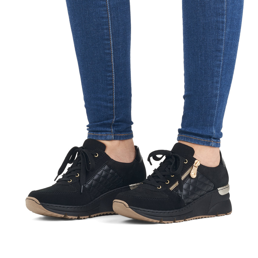 Rieker N6314-00 Black Mix Trainers with Zip