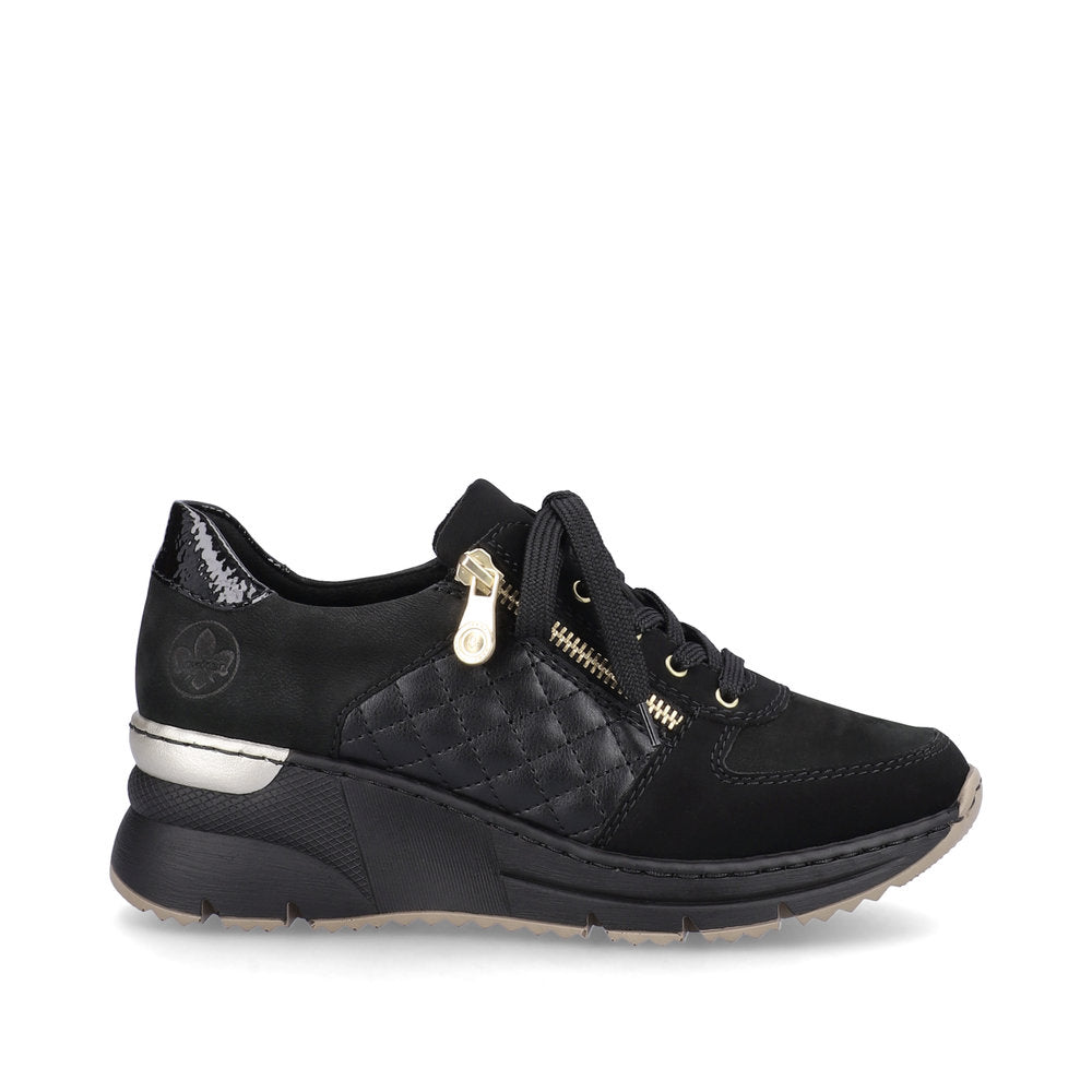 Rieker N6314-00 Black Mix Trainers with Zip