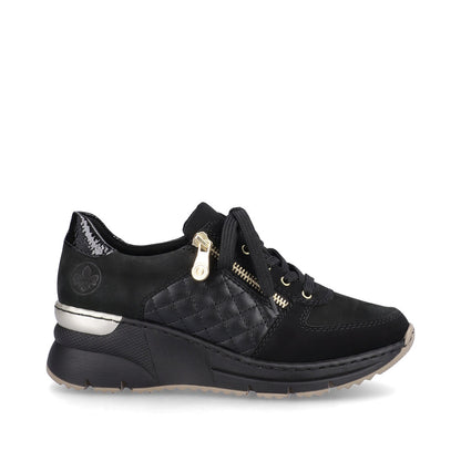 Rieker N6314-00 Black Mix Trainers with Zip