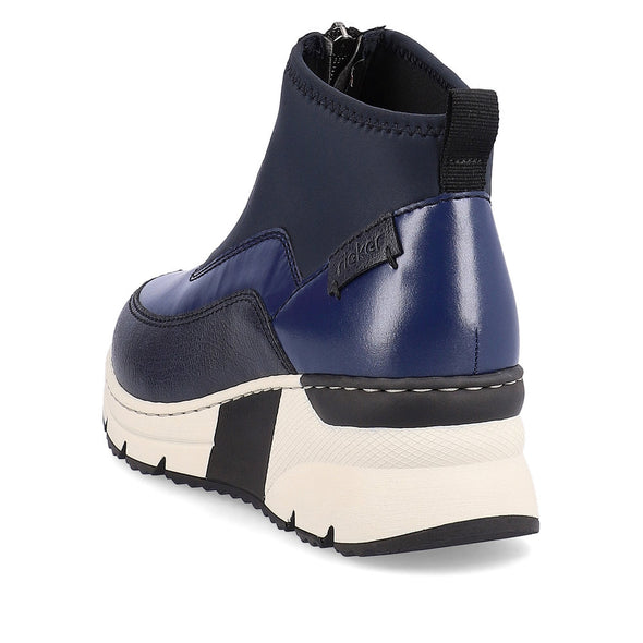 Rieker N6352-14 Blue Combi Ankle Boots with Middle Zip