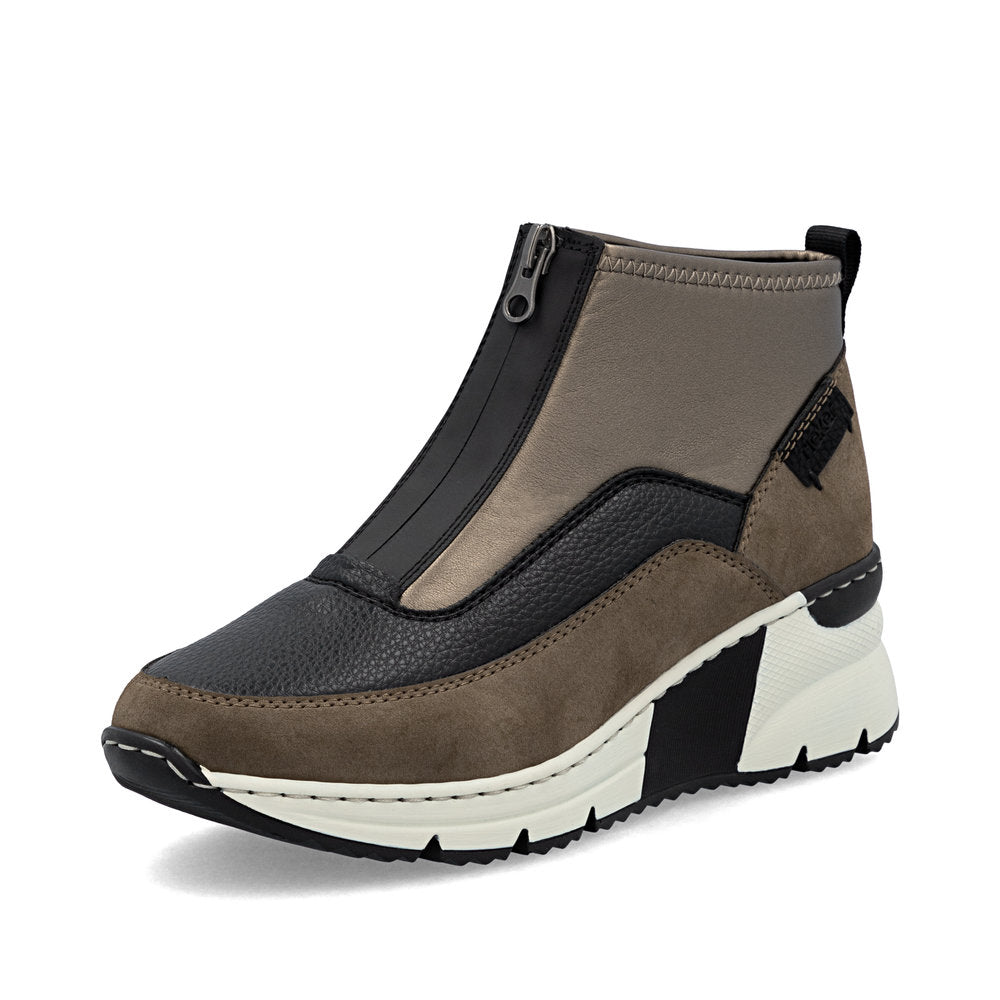 Rieker N6352-25 Brown, Black & Bronze Combi Boots