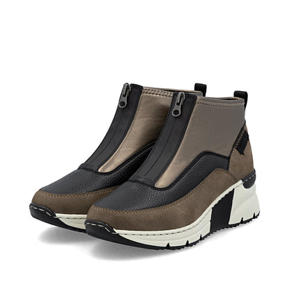 Rieker N6352-25 Brown, Black & Bronze Combi Boots