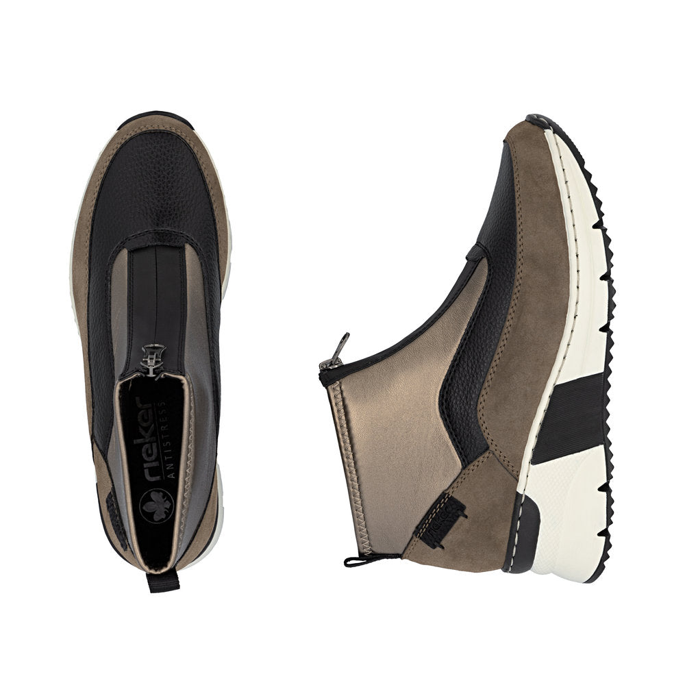 Rieker N6352-25 Brown, Black & Bronze Combi Boots