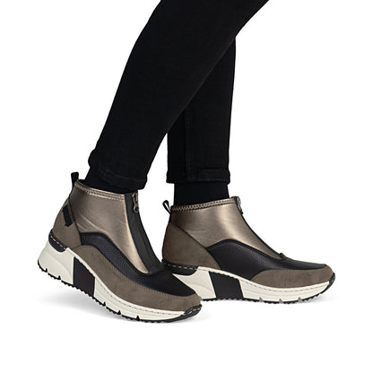 Rieker N6352-25 Brown, Black & Bronze Combi Boots