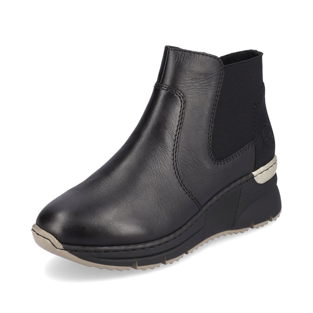 Rieker N6355-00 Black Wedge Ankle Boots