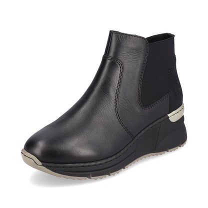 Rieker N6355-00 Black Wedge Ankle Boots