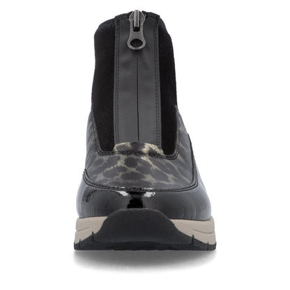 Rieker N9362-00 Black & Gold Combi Front Zip Ankle Boots
