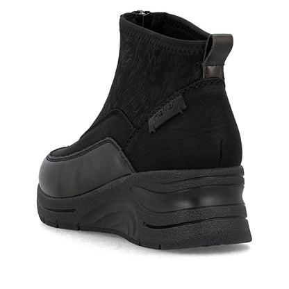 Rieker N9362-01 Black & Bronze Boots with Front Zip