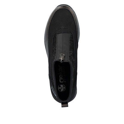 Rieker N9362-01 Black & Bronze Boots with Front Zip
