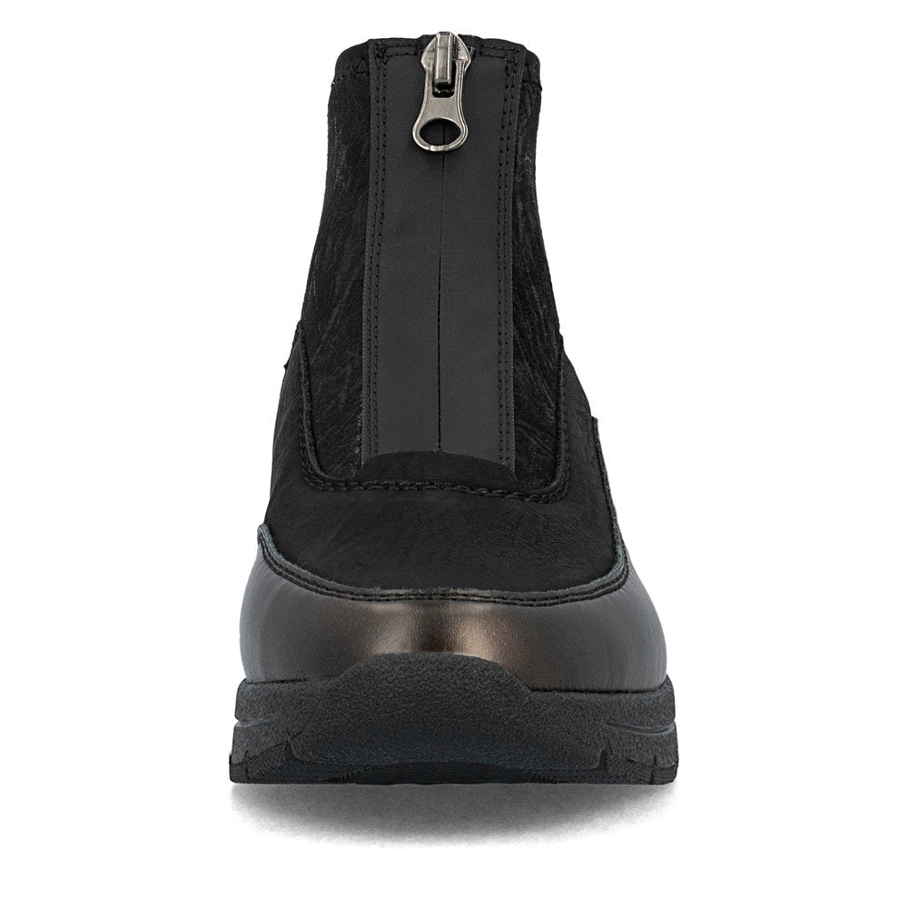 Rieker N9362-01 Black & Bronze Boots with Front Zip