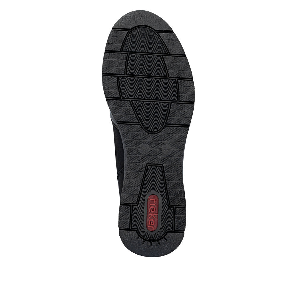 Rieker N9362-01 Black & Bronze Boots with Front Zip